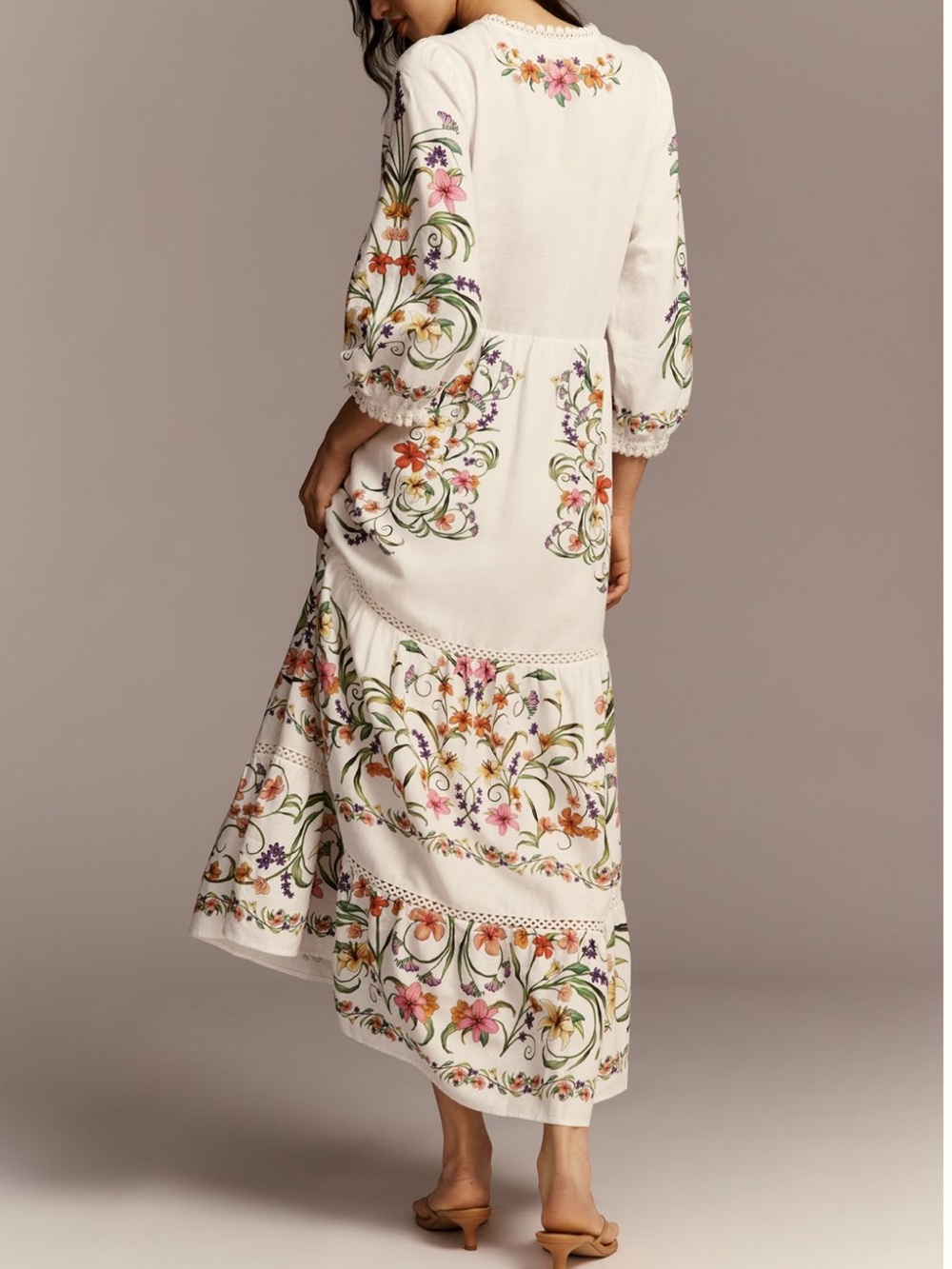Farm Rio x Anthropologie Cutout Floral Maxi Dress Size M - Picture 4 of 16